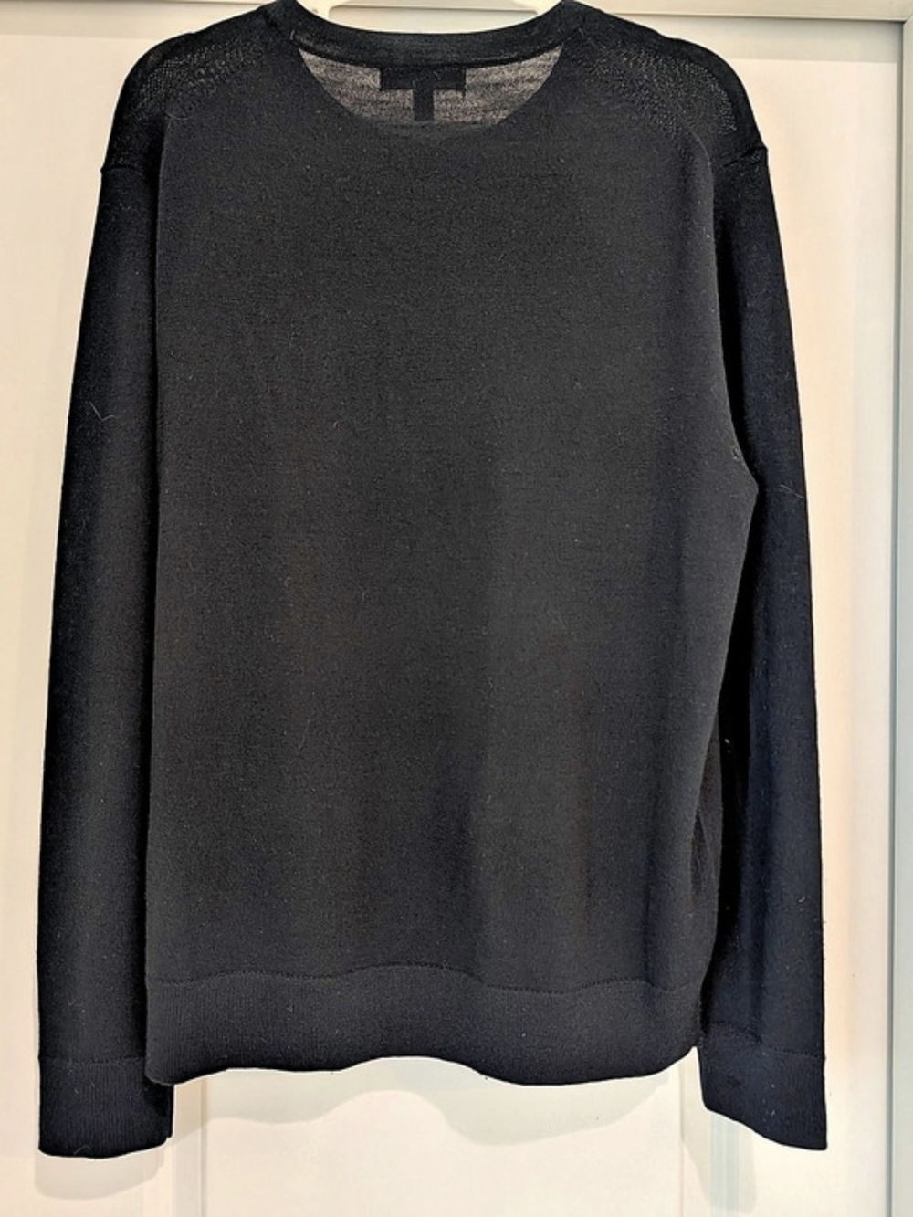 Banana Republic 100% Merino Wool Black Crewneck Sweater with Monogram Logo
